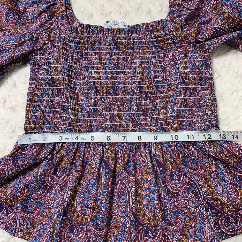 J. Crew Liberty Tropical Prince Print Puff Sleeve Smocked Top XS